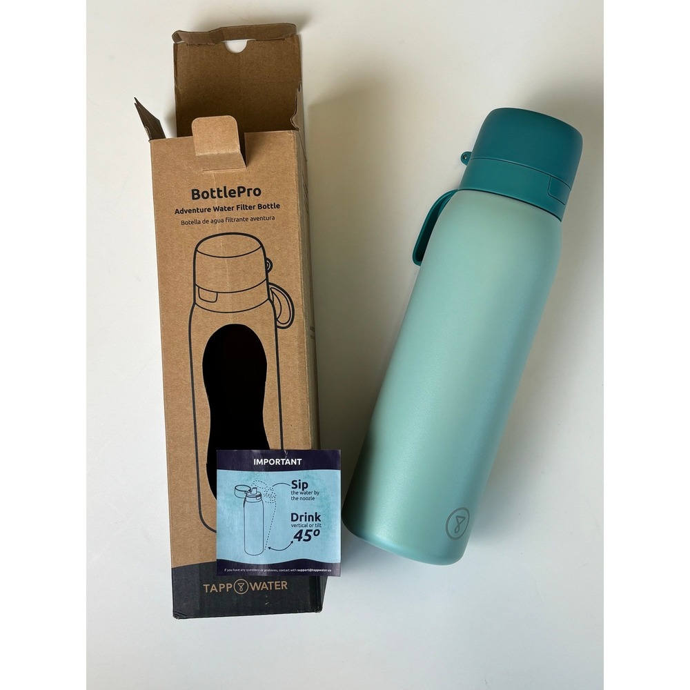 NEW TAPP Water BottlePro Adventure Water Filter Bottle Green 740ml Insulated